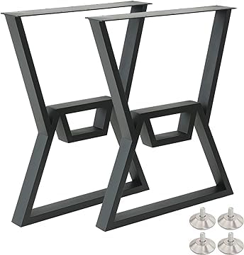 Ventuos Industrial Metal Table Legs 28 H x 24 WHeavy Duty Desk Legs Set of 2 Black - Image 1