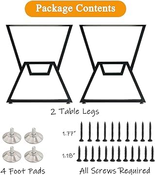 Ventuos Industrial Metal Table Legs 28 H x 24 WHeavy Duty Desk Legs Set of 2 Black - Image 5
