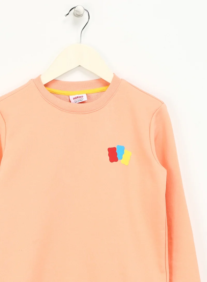 هاريبو Embossed Girl Salmon Sweatshirt HRBTXT300 Kids Sweatshirt