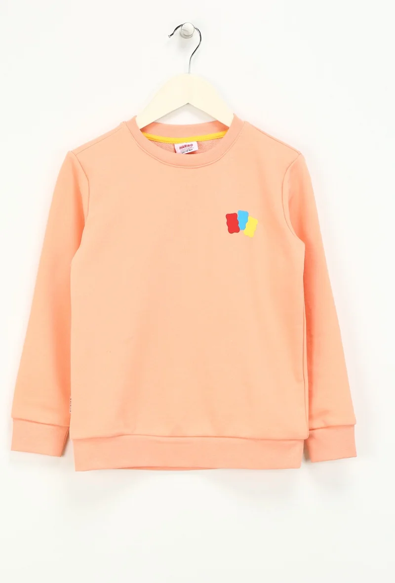هاريبو Embossed Girl Salmon Sweatshirt HRBTXT300 Kids Sweatshirt