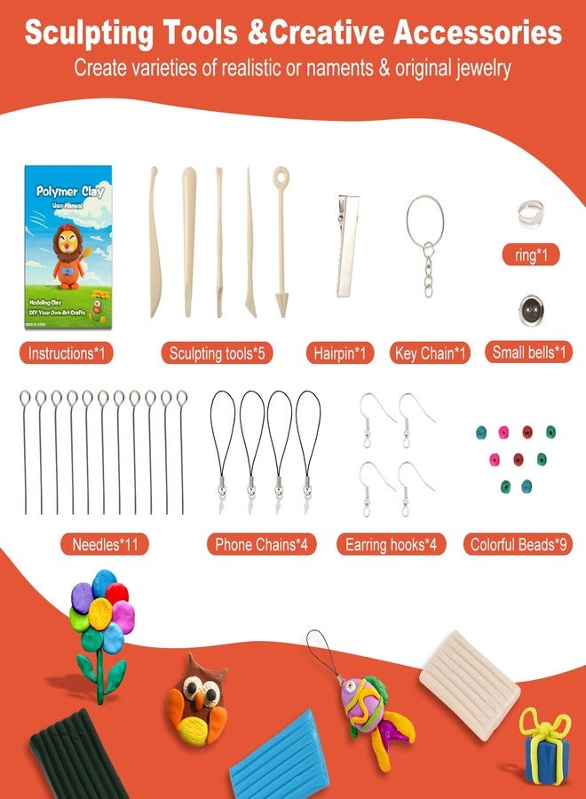 CiaraQ Polymer Clay Starter kit, Oven Bake Modeling Clay with Sculpting Tools, 28 Colors,1.7 lbs - Image 4