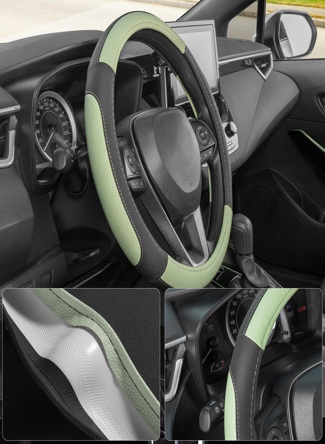 SEG Direct Steering Wheel Cover for Car, Standard Size 14.5-15 inch, Auto Interior Accessories, Black and Pastel Green - Image 3