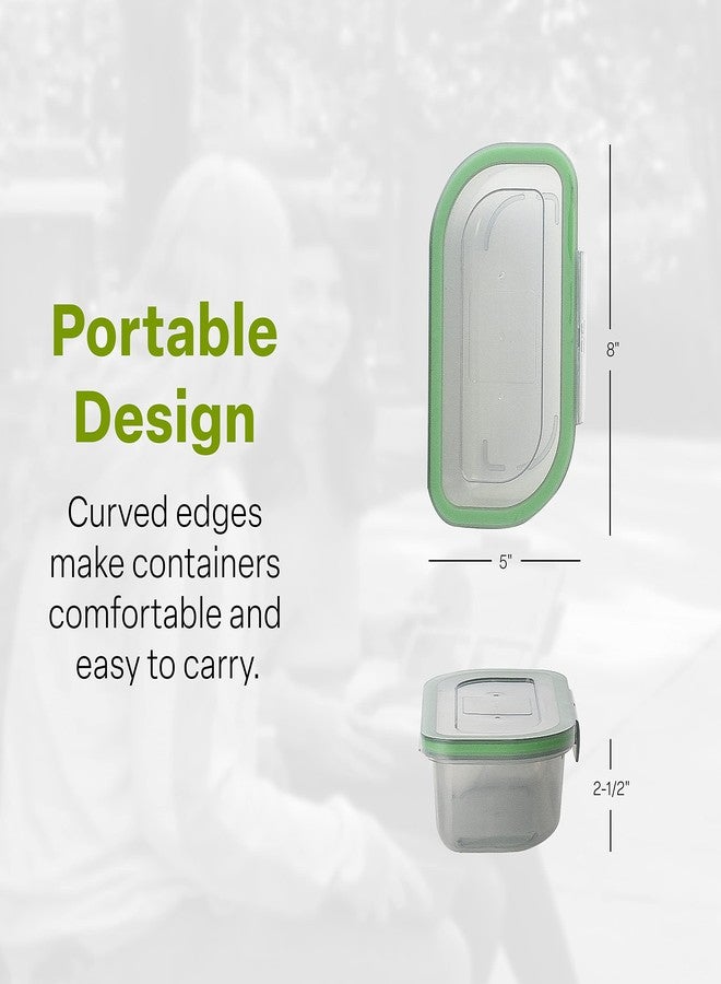 MyGo Container حاوية ماي جو نصف الحجم، حاوية واحدة للتنقل، 8 بوصات × 5 بوصات × 2.5 بوصة، قابلة لإعادة الاستخدام، آمنة للاستخدام في الميكروويف، معتمدة من مؤسسة NSF، لون دخاني/أخضر - Image 2