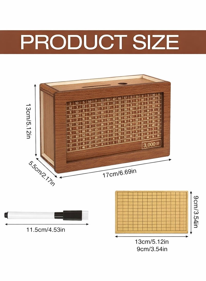 Earss Wooden Design Money Saving Box with Count Chart & Erasable Marker – Reusable Cash, Coin & Currency Saver – Sturdy Money Box for Kids & Adults – Ideal for Savings Goals, Donations & Gifts - Image 2