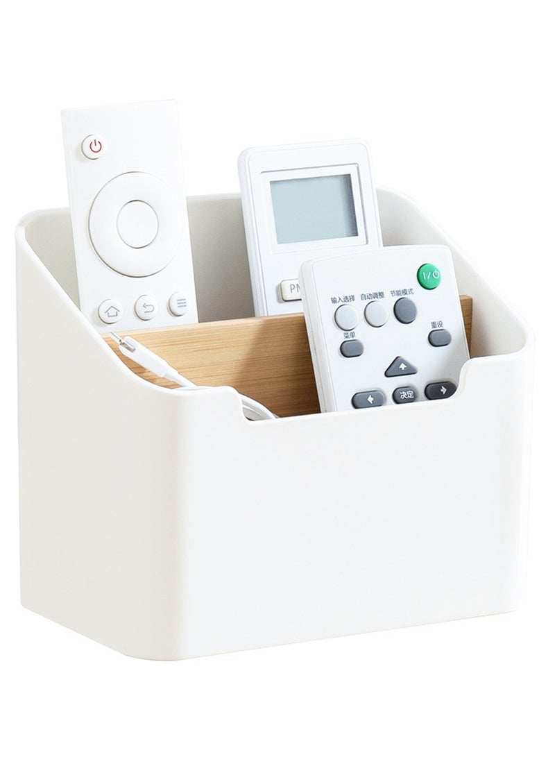 Stylish Remote Control Holder Box, 2-Compartment Desktop Organizer for Pens, Makeup Brushes and Office Supplies, 15x9.5x12 cm - Image 2