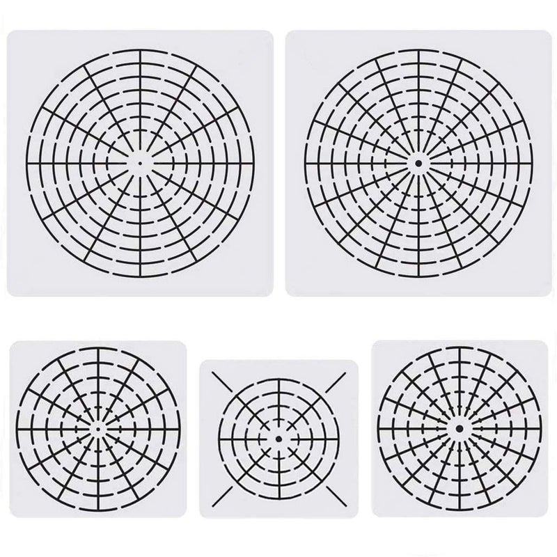Devasya Crafts 5 Pieces Mandala Dot Painting Tool Stencils Template Set,8/12/16 Segment Creative Mandala Stencil Reusable Painting Stencil for DIY Painting Art Projects - Image 1