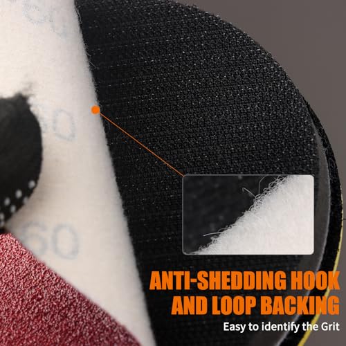 Pomsare 114PCS Angle Grinder Sanding Discs, 5 Inch Upgraded Hook and Loop Foam Backing Pad, Drill Sanding Angle Grinder Attachments with 5/8-11 Threads for Wood Metal Polishing 40-1000 Grits - Image 5