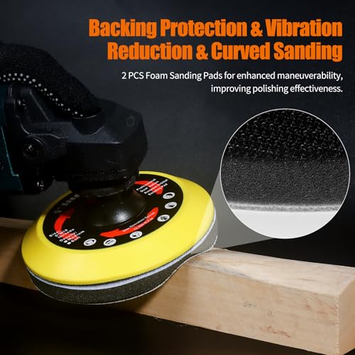 Pomsare 114PCS Angle Grinder Sanding Discs, 5 Inch Upgraded Hook and Loop Foam Backing Pad, Drill Sanding Angle Grinder Attachments with 5/8-11 Threads for Wood Metal Polishing 40-1000 Grits - Image 4