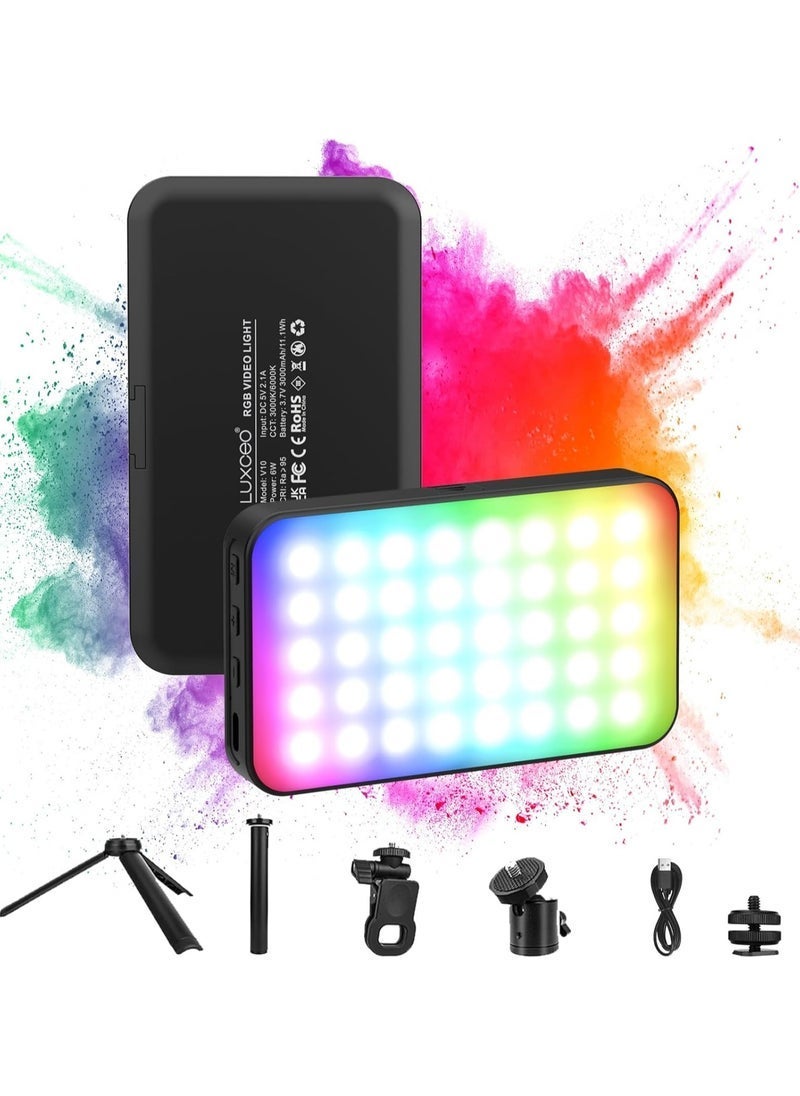 Gulf Trend RGB LED Video Light Live Streaming Video Portable Camera Lights with 0-360 Full Color CRI 95+ 3000K/6000K 3000mAh Rechargeable LED Lighting for Photography, Vlogging, Video Conference - Image 1