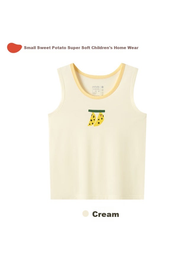 Potatokids Kids Sleeveless Vest Summer New Breathable Sweat-absorbent Close-fitting Kids Vest Cream 180 - Image 5