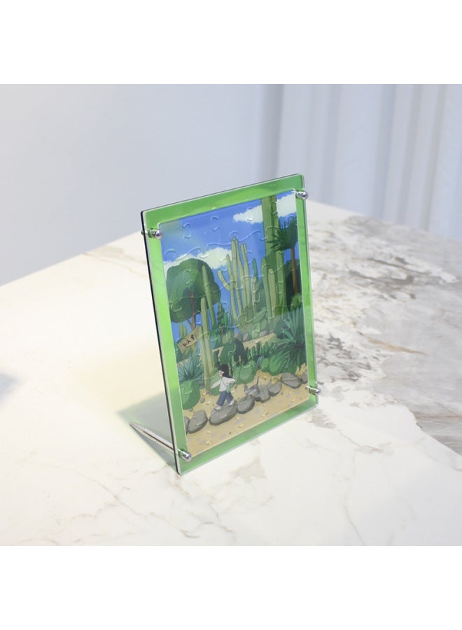 Color Acrylic Jigsaw Puzzle Photo DIY Star Peripheral Portrait Table Valentine's Day Gift To Figure-Color:10*15cm Green Bottom - Image 1