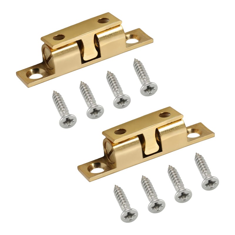 Yinpecly Yinpecly 2pcs Copper Cabinet Door Closet Double Ball Tension Latch Catch Hardware Fitting for Cabinet Closet Furniture Door 197 inch Length Brass Tone  - Image 1