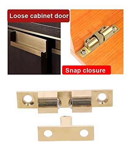 Yinpecly Yinpecly 2pcs Copper Cabinet Door Closet Double Ball Tension Latch Catch Hardware Fitting for Cabinet Closet Furniture Door 197 inch Length Brass Tone  - Image 5