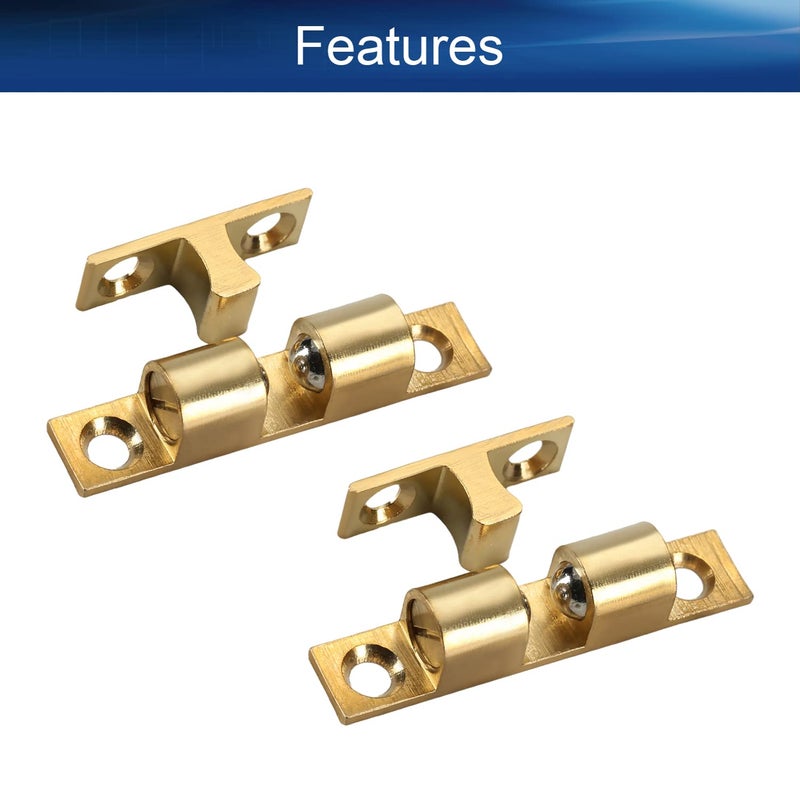 Yinpecly Yinpecly 2pcs Copper Cabinet Door Closet Double Ball Tension Latch Catch Hardware Fitting for Cabinet Closet Furniture Door 197 inch Length Brass Tone  - Image 3