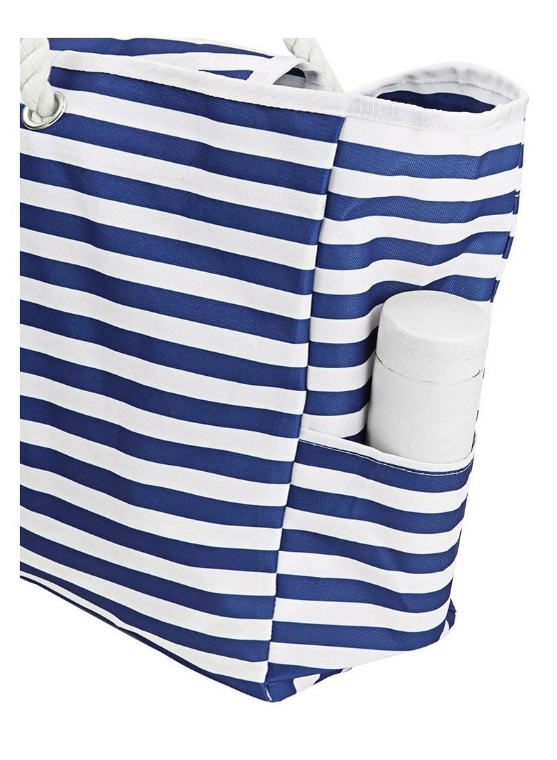 AuliceVerse Large - Capacity Multifunctional Striped Beach Tote Bag waterproof for Women - Stylish & Versatile  - Image 4