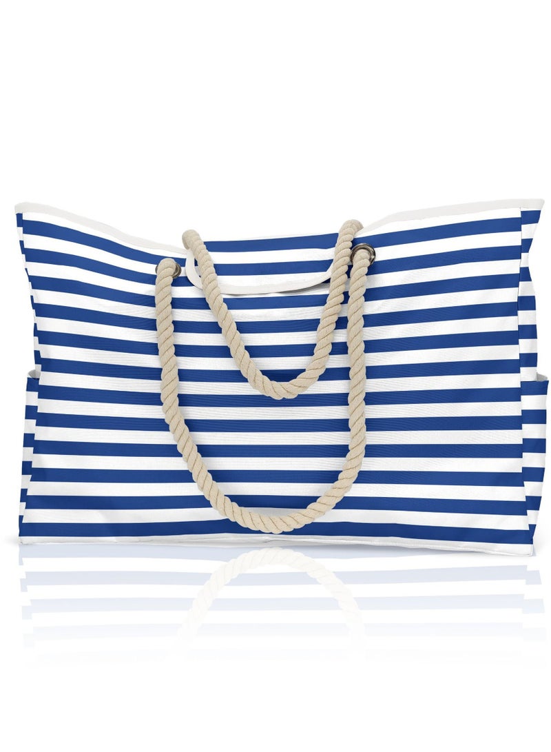 AuliceVerse Large - Capacity Multifunctional Striped Beach Tote Bag waterproof for Women - Stylish & Versatile  - Image 3