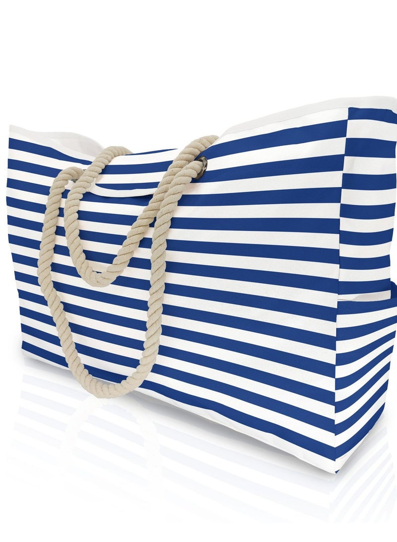 AuliceVerse Large - Capacity Multifunctional Striped Beach Tote Bag waterproof for Women - Stylish & Versatile  - Image 1