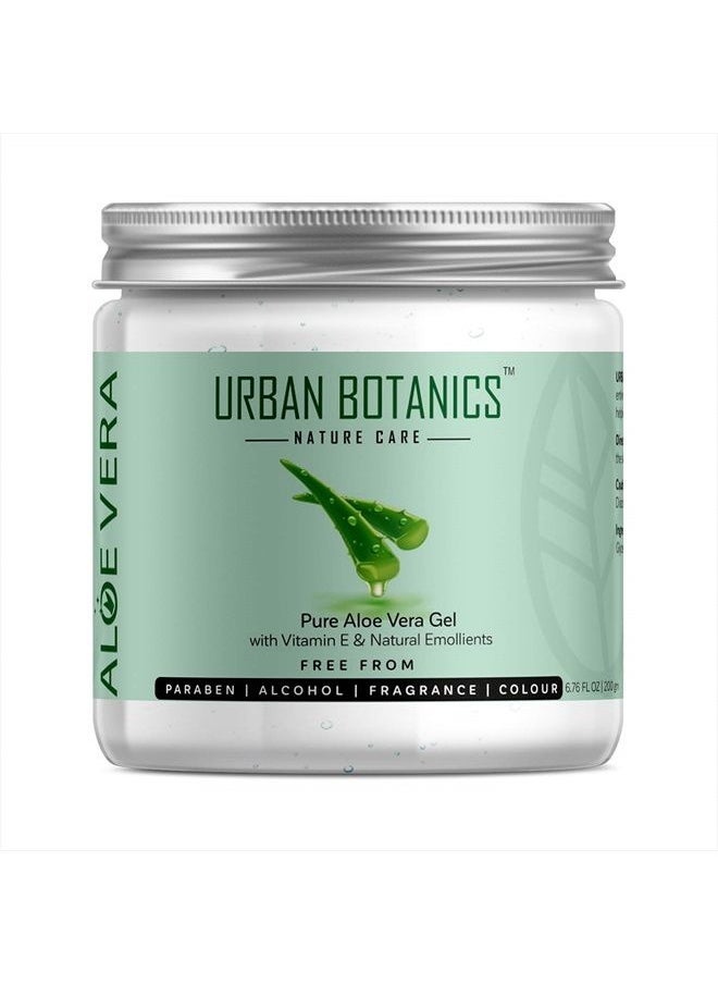UrbanBotanics ® Pure Aloe Vera Skin/Hair Gel With Vitamin E & Natural Emollients (Paraben Free), 200g  - Image 1