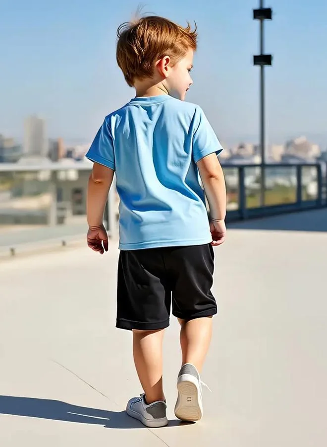 تايك تو Take Two Boys Blue Car Graphic T-Shirt and Shorts Set