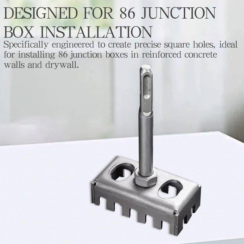 Roioiow 86 Junction Box Square Hole Punch Tool - Heavy-Duty Electric Hammer Drill Bit with Trapezoidal Teeth, No-Wall-Damage Quick-Cut Chisel for Electricians & Concrete Walls - Image 2
