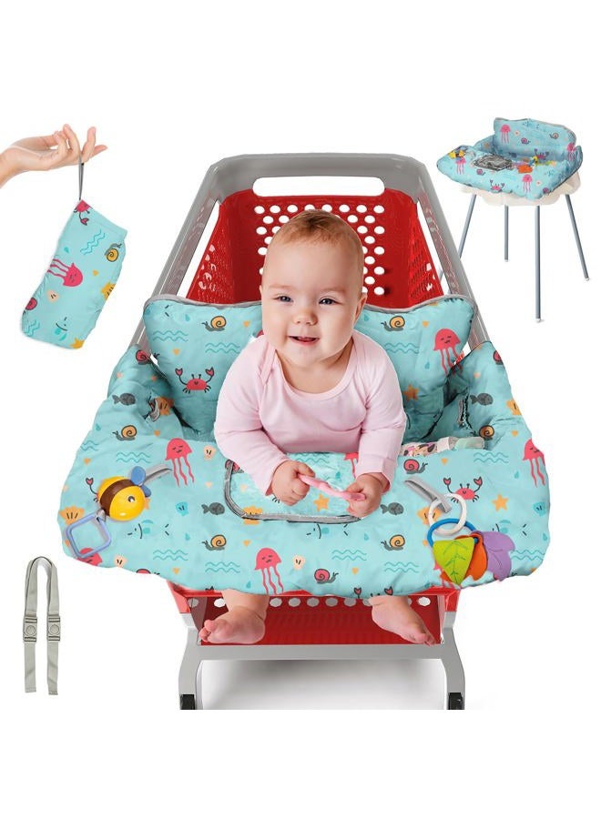 PILLANI Shopping Cart Cover for Baby, High Chair Cover for Restaurant Seat - Grocery Cart Cover for Baby Girl and Boy, Comfortable Cotton Buggy Covers for Babies - Padded Toddler Shopping Cart Cover - Image 1
