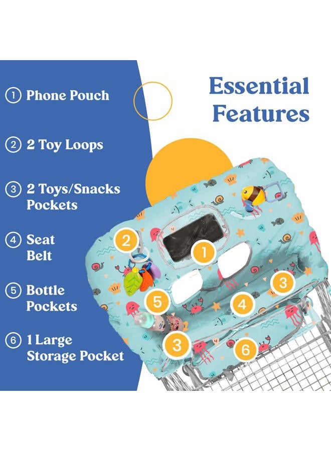 PILLANI Shopping Cart Cover for Baby, High Chair Cover for Restaurant Seat - Grocery Cart Cover for Baby Girl and Boy, Comfortable Cotton Buggy Covers for Babies - Padded Toddler Shopping Cart Cover - Image 5