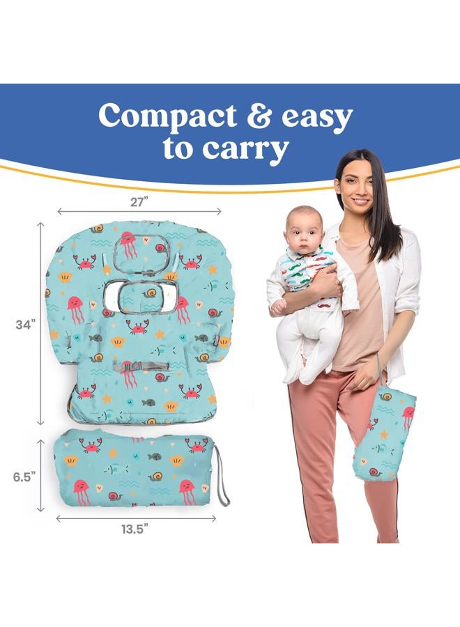 PILLANI Shopping Cart Cover for Baby, High Chair Cover for Restaurant Seat - Grocery Cart Cover for Baby Girl and Boy, Comfortable Cotton Buggy Covers for Babies - Padded Toddler Shopping Cart Cover - Image 2