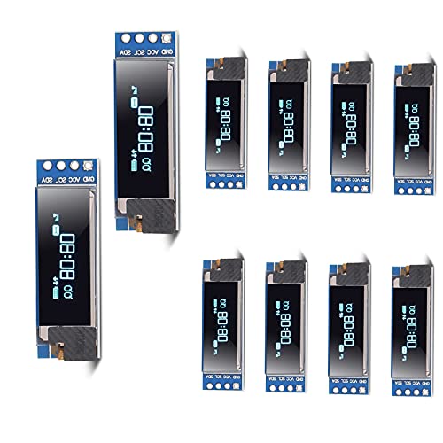 DORHEA 10PCS 0.91'' 12832 IIC I2C OLED Display Module 0.91inch I2C 128x32 SSD1306 LCD Display Module Blue I2C OLED Screen Driver DC 3.3V/5V with 4 Pin Headers - Image 1