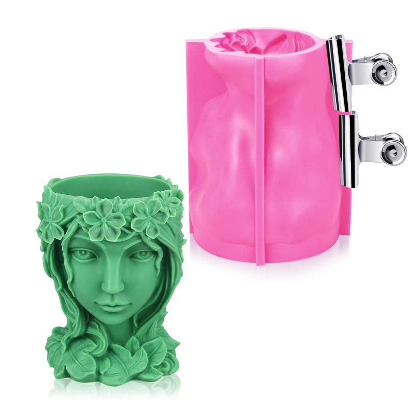 Smays Flower Pot molds Silicone Planter Mold Vase Pen Holder Lady Face 