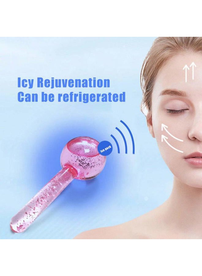 CIBLUTY كرة الجمال الثلجية للوجه - 2 قطعة كرات وردية لتدليك الوجه بالحرارة أو البرودة زجاج كوارتز متين لكرات الوجه والعينين تقلل الانتفاخ - Image 2