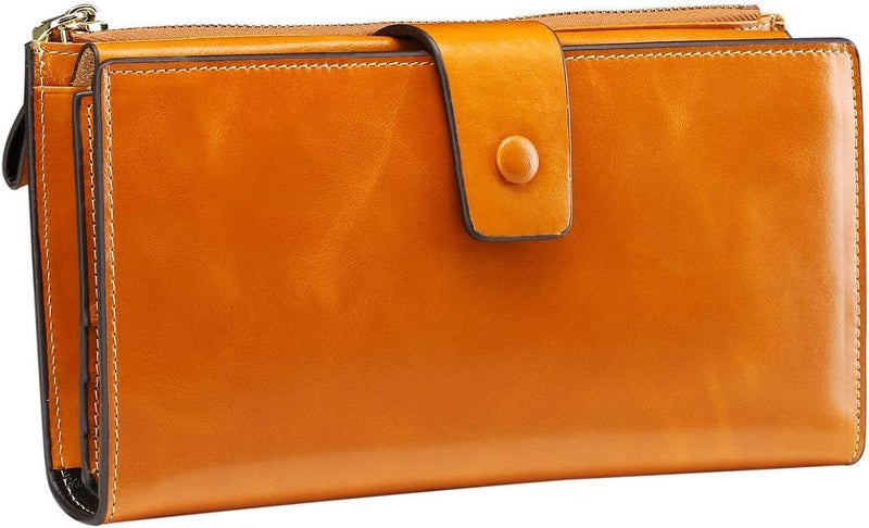 Itslife Women's RFID Blocking Large Capacity Luxury Wax Genuine Leather Clutch Wallet Card Holder Organizer Ladies Purse - Image 3