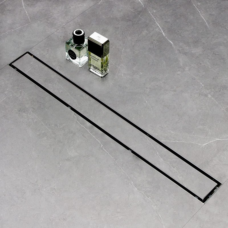 SaniteModar Linear Shower Drain 24 inch with Tile Insert 2 in 1 Panels 304 Stainless Steel Brushed Shower Linear Drain Invisible Drain Equipped Adjustable Feet and Hair Filter