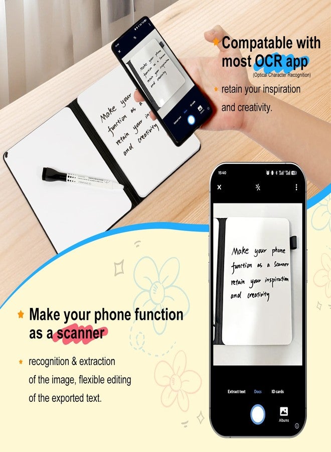 AGM A5 Mini Whiteboard, Portable Dry Erase Board with 3 Colored Markers, Eraser and Mesh Pouch, for Office, Study, Classroom, and Home Use-Black - Image 3