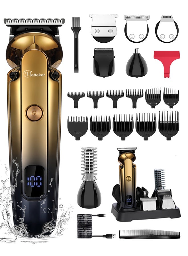 Hatteker 21 in 1 Grooming Kit for Men, Body Shaver Groomer Trim & Shave Body Hair, Waterproof Cordless Electric Razor & Beard Trimmer, Professional Hair Clipper with Zero Gapped T-Blade, Multi-Use for Nose, Ear, Face & Body Hair - Image 1