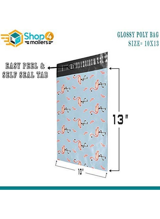 Shop4Mailers 10 X 13 Glossy Pink Flamingos Decorative Light Blue Plastic Poly Mailer Bags Waterproof Shipping Mailing Envelope 2 Mil Permanent Adhesive Seal (100 Pack Pink Flamingos)  - Image 2