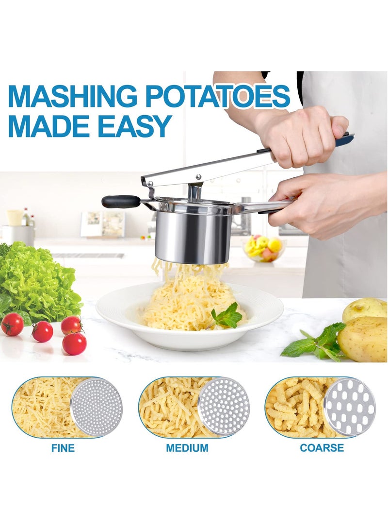 Excefore Potato Ricer Sopito Stainless Steel Potato Masher with 3 Interchangeable Discs, Heavy Duty Potato Masher and Ricer Kitchen Tool - Image 2