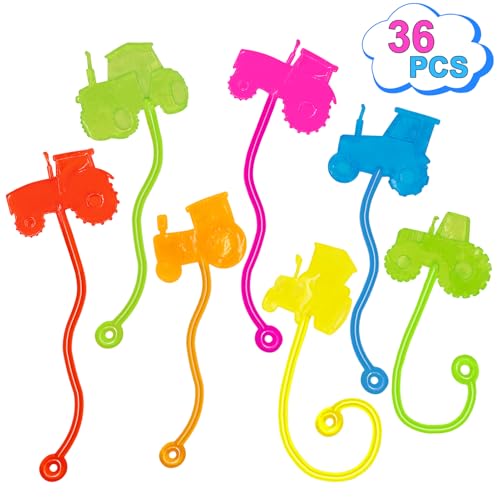Genuvi Sticky Hands Bulk 36 PCS Tractor Car Party Favors for Kids Tractors Shape Stretchy Sticky Hand Toy Goodie Bag Stuffers Fillers Treasure Box Toys for Classroom Prizes Carnival Birthday Party Supplies - Image 1