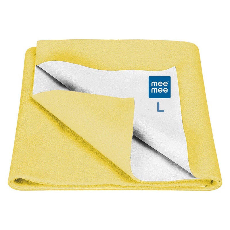 mee mee Mee Mee Reusable Water Proof Cotton Bed Protector Sheet/Extra Absorbent Mat/Dry Sheets/Urine Sheet/Dry Mat(Large, Yellow)(100CmX140Cm)  - Image 1