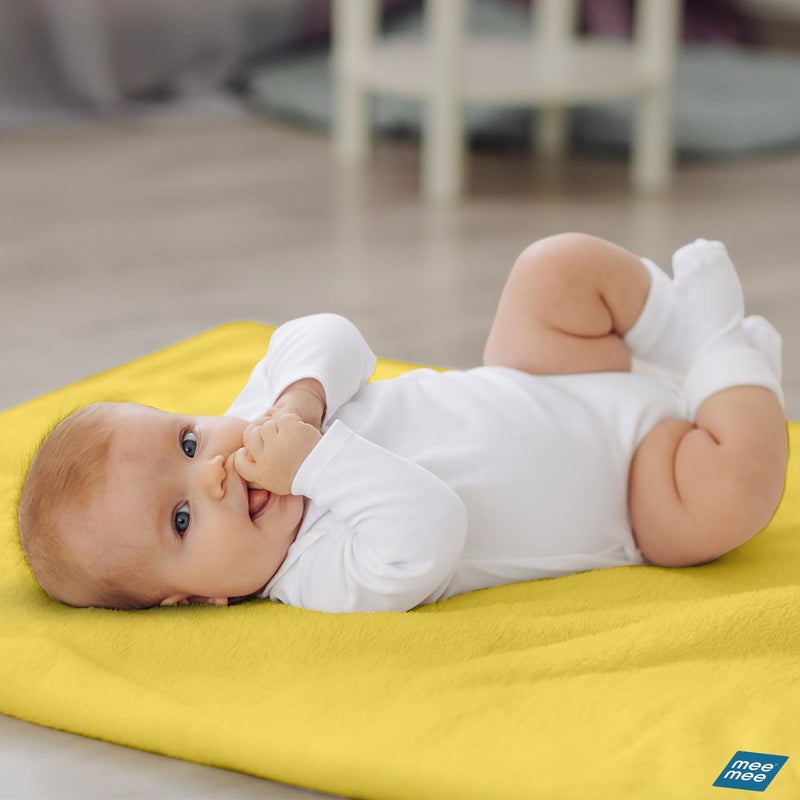 mee mee Mee Mee Reusable Water Proof Cotton Bed Protector Sheet/Extra Absorbent Mat/Dry Sheets/Urine Sheet/Dry Mat(Large, Yellow)(100CmX140Cm)  - Image 2