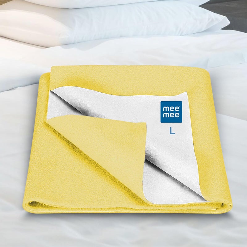 mee mee Mee Mee Reusable Water Proof Cotton Bed Protector Sheet/Extra Absorbent Mat/Dry Sheets/Urine Sheet/Dry Mat(Large, Yellow)(100CmX140Cm)  - Image 3