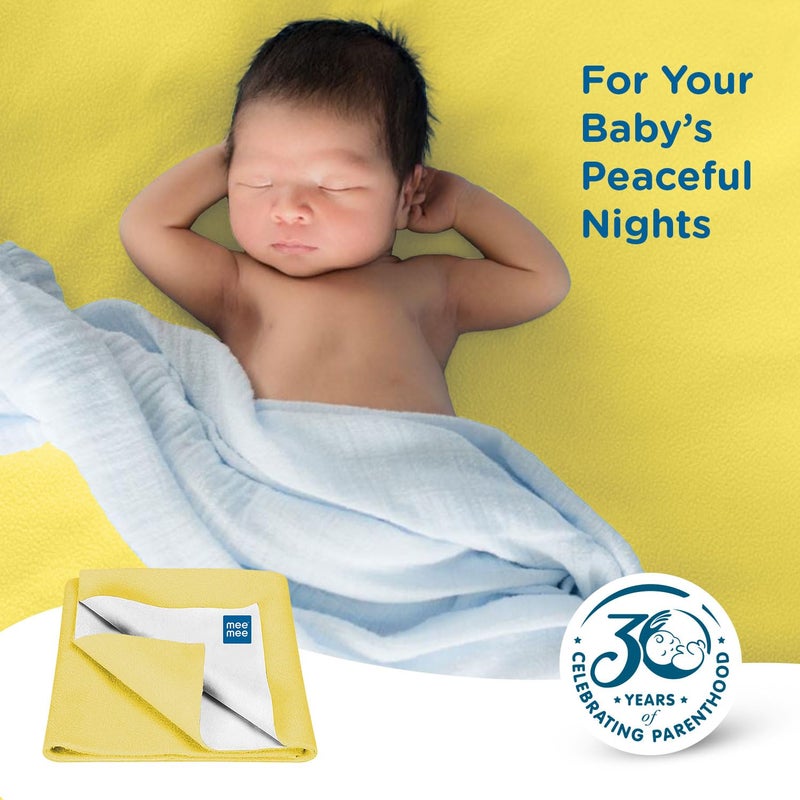 mee mee Mee Mee Reusable Water Proof Cotton Bed Protector Sheet/Extra Absorbent Mat/Dry Sheets/Urine Sheet/Dry Mat(Large, Yellow)(100CmX140Cm)  - Image 4