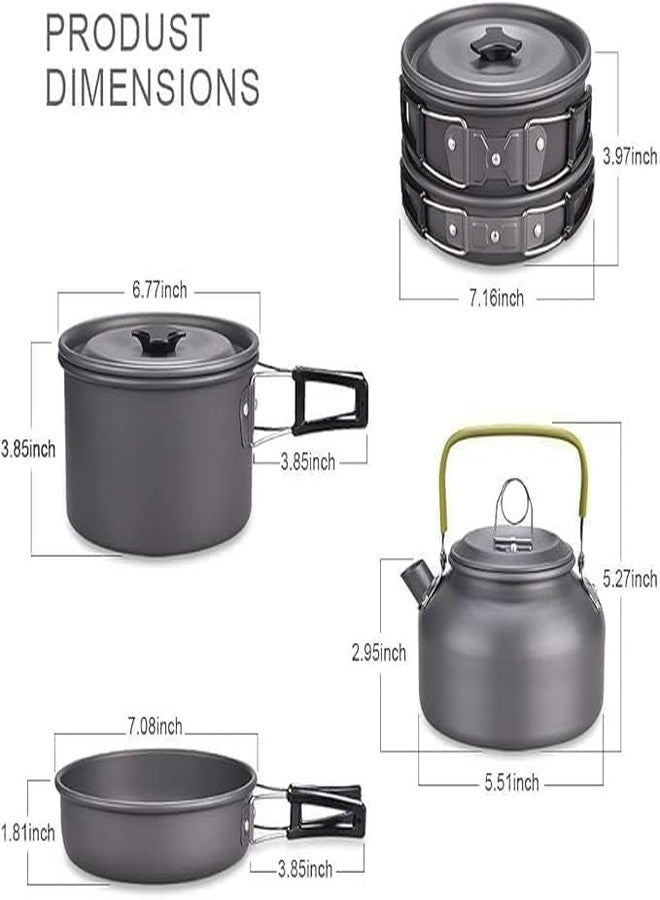 BYRM Camping Cookware Mess Kit with Spoon Set, Lightweight Hiking Cookware Set with Mesh Bag, Nonstick Aluminum Cooking Kit, Pot Pan Kettle Backpacking Mess Kit with Bowls (3-4 Person) - Image 3