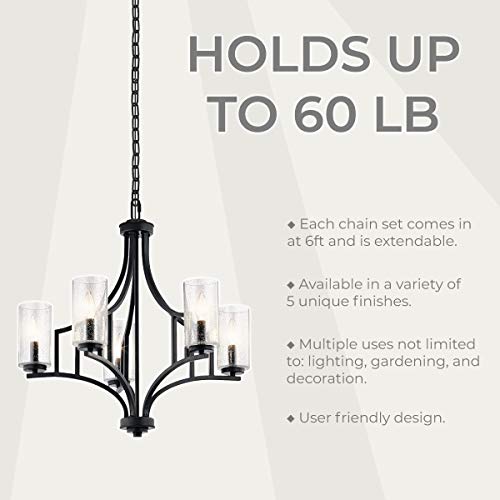 Royal Designs Inc سلسلة إضاءة ثقيلة من رويال ديزاينز، إنك. LC-2001-PB-6-1، قابلة للتمديد حتى 6 أقدام، سعة وزن 60 رطل، نحاس مصقول - Image 5