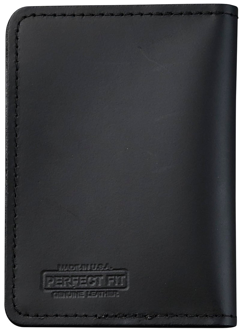Perfect Fit Shield Wallets 2 ID Leather License Holder Bifold Double I.D. Credit Card Gun Permit Standard Card Size Slim Wallet (Black) - Image 5