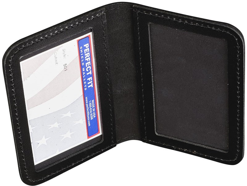 Perfect Fit Shield Wallets 2 ID Leather License Holder Bifold Double I.D. Credit Card Gun Permit Standard Card Size Slim Wallet (Black) - Image 3