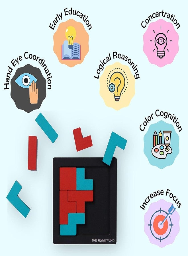 The Funny Mind Wooden 3D Nano Puzzle Board| 4.5� Mini Square Geometric Jigsaw Puzzle |Multicolor Tangram Building Blocks Educational Game for Montessori, Nursery and Pre Schools Kids and Toddlers - Image 4