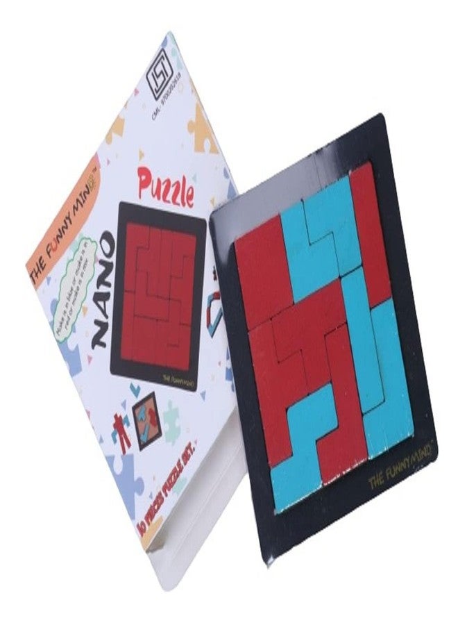 The Funny Mind Wooden 3D Nano Puzzle Board| 4.5� Mini Square Geometric Jigsaw Puzzle |Multicolor Tangram Building Blocks Educational Game for Montessori, Nursery and Pre Schools Kids and Toddlers - Image 1