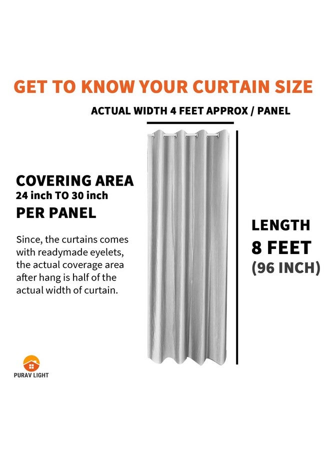 Purav Light Jacquard Door Curtain 8 Feet Long Pack of 2 Piece, Room Darkening Texture Design Rust-Free Eyelet - Aqua, 2 Piece - Image 5