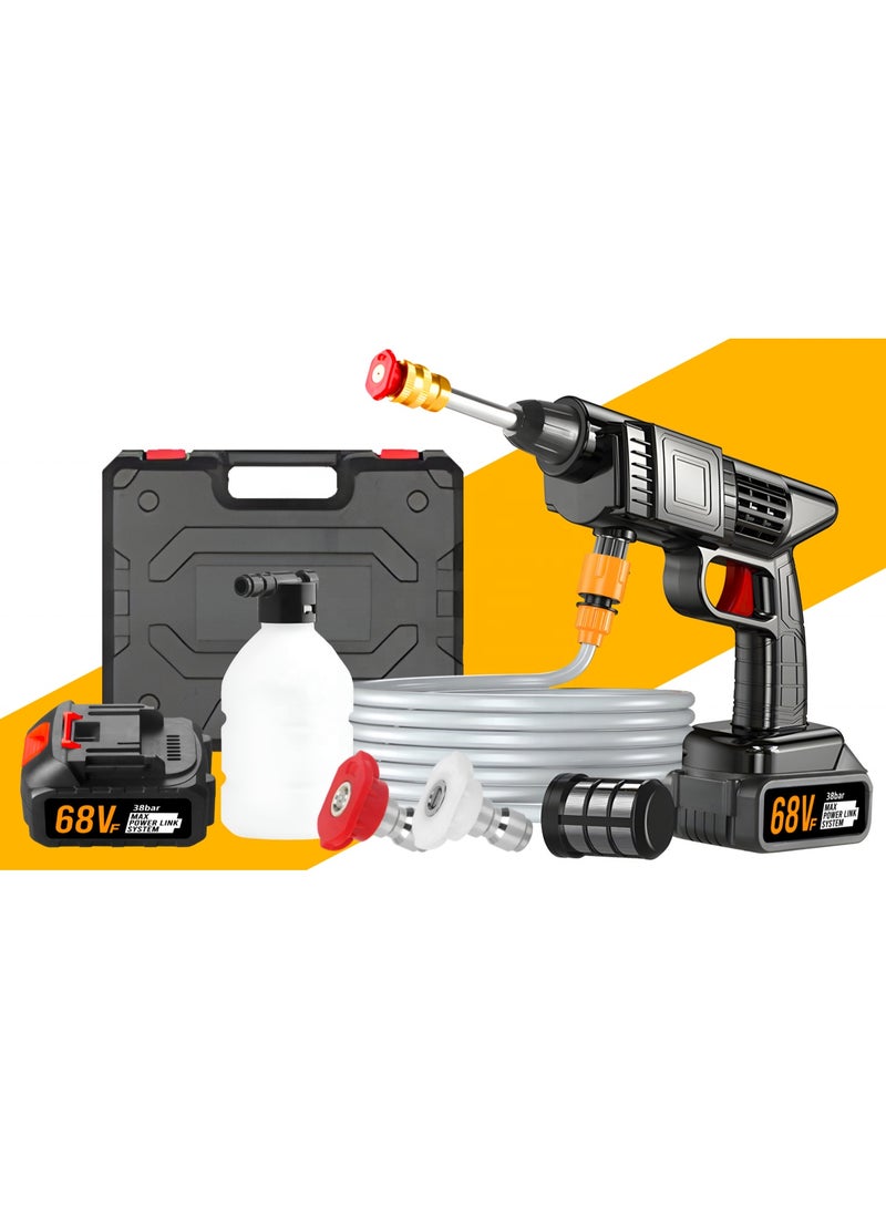 JIHAM Cordless High Pressure Washer Gun For Car Wash 68V Double Battery Powered Portable Wireless Water Pressure Cleaner Gun Machine With Adjustable Nozzles Foam Cannon Hose Pipe And Hard Box For Car Bike Home Floor Cleaning - Image 1