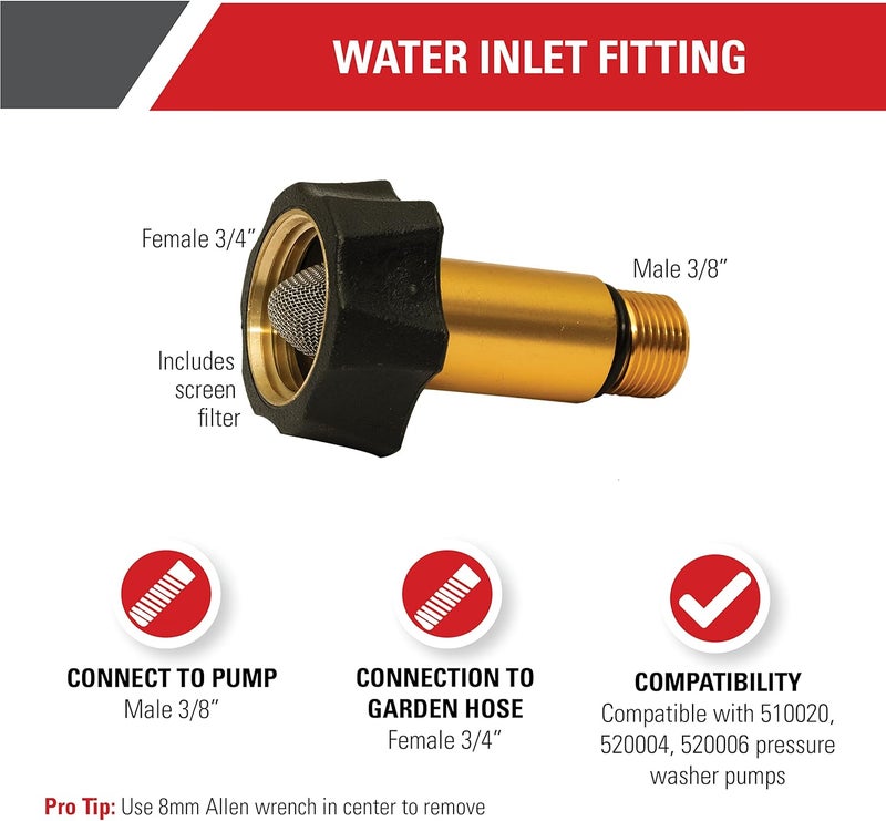 Simpson Cleaning 7110166 Water Inlet Fitting for OEM Technologies Axial Cam Pressure Washer Pumps Gold - Image 2